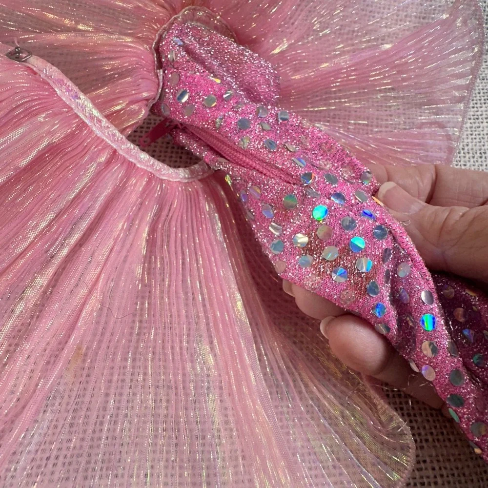 Vintage Barbie Kitty Black Perkins Mattel Pink Iridescent Sequin‎ Gown Dress